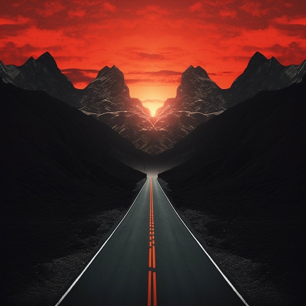 Road to the sun 3D render of road in the mountains