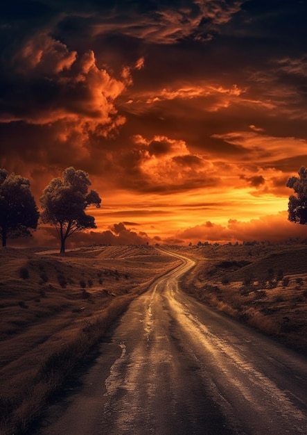 A road in the sunset wallpapers