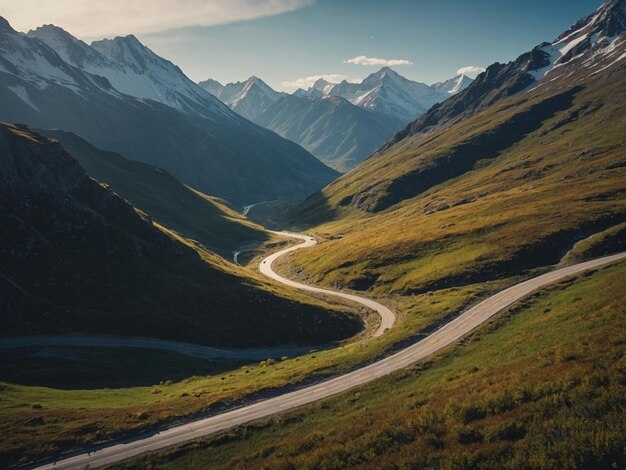 Photo a road that has a car on it