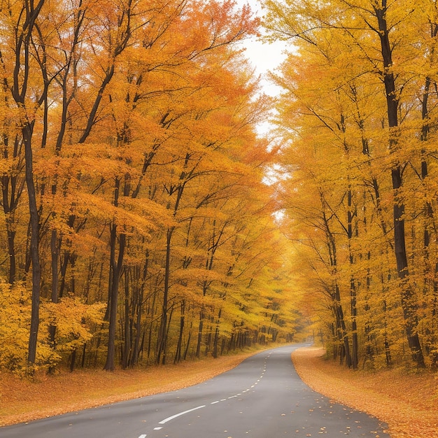 Road through the autumn forest