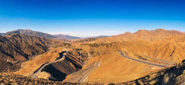 Road through a mountain pass in the Atlas Mountains Morocco