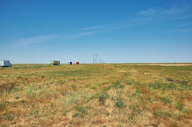 Road through Russian steppe