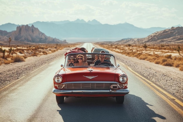 Photo road trip in a classic car