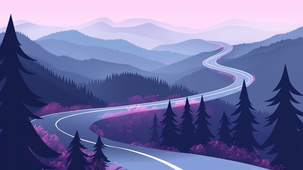 Photo road trip flat design top view scenic animation monochromatic color scheme