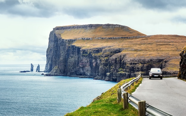 Road trip in the northern coast of the island of Eysturoy Faroe Islands