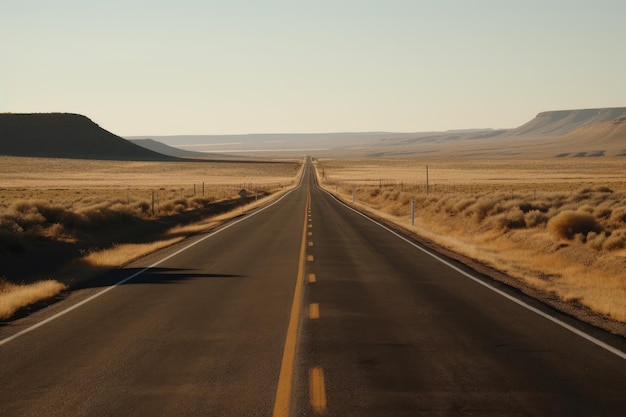 A Road Trip Scene With An Open Highway Generative AI