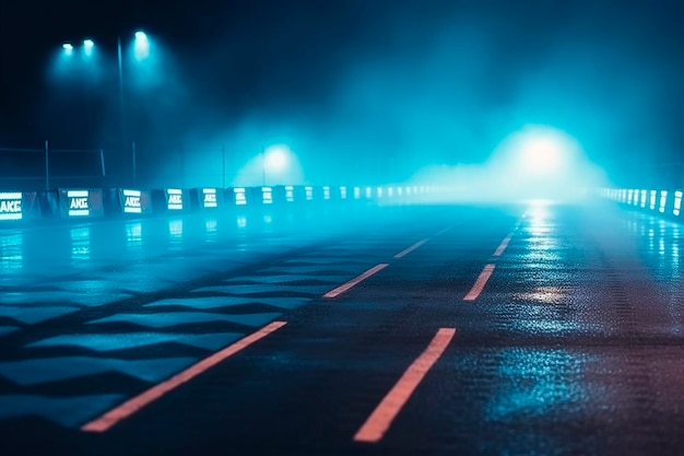 A road with a light on it and a car on it