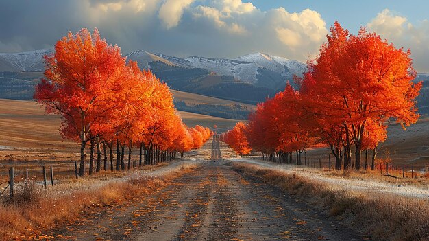 Photo a road with a mountain in the background