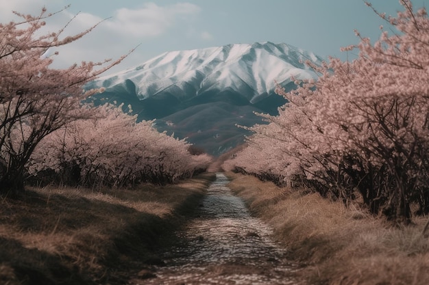 A road with a mountain in the background