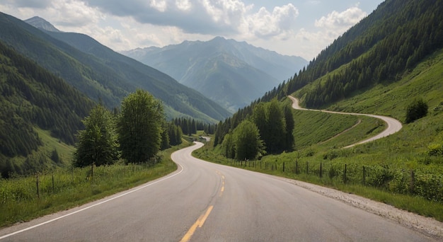 a road with a mountain in the background