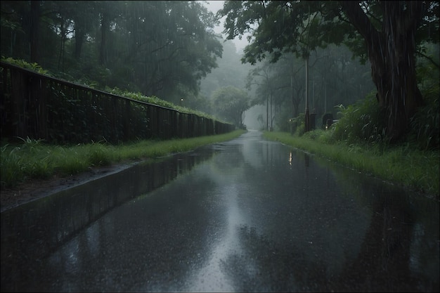 A road with rain clouds background