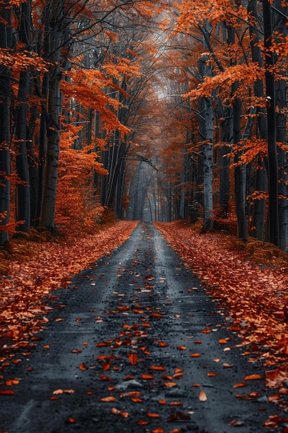 a road with a sign that says quot autumn quot on it