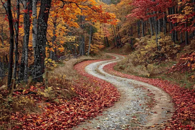 Photo a road with a tree that has fallen leaves on it