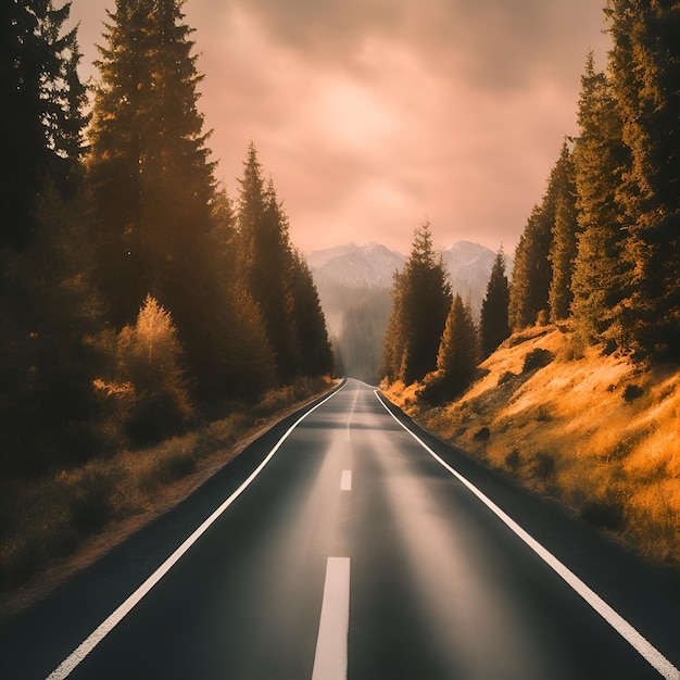 A road with a white line that says'road to the right '