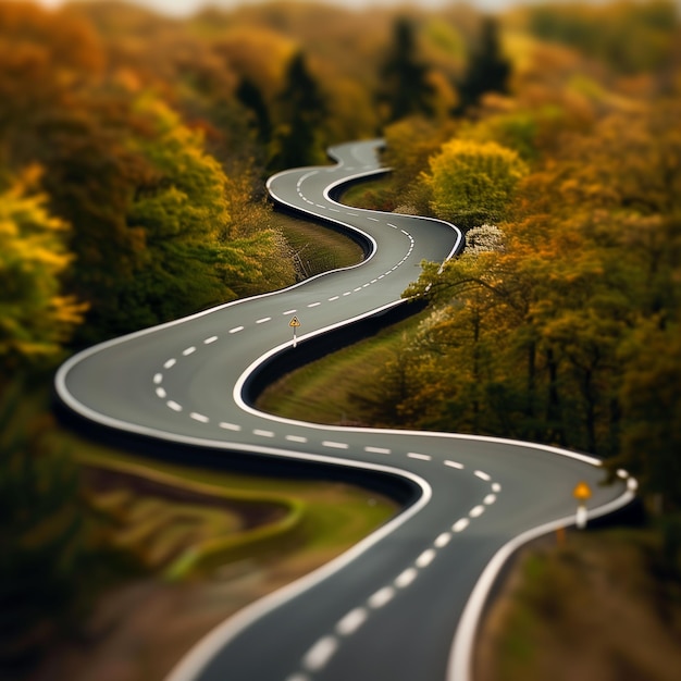 Photo a road with a winding road that has a road that has a curve in it