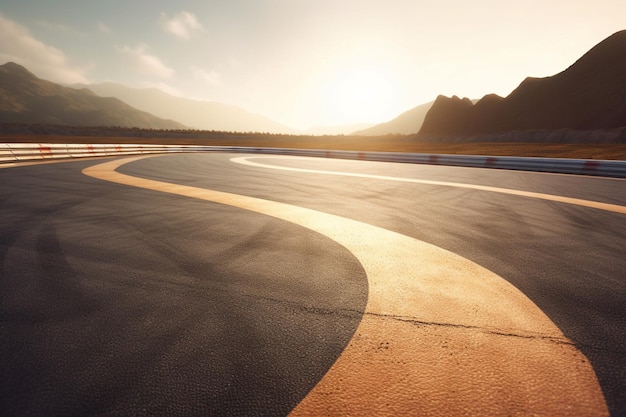 A road with a yellow stripe that says f1 on it