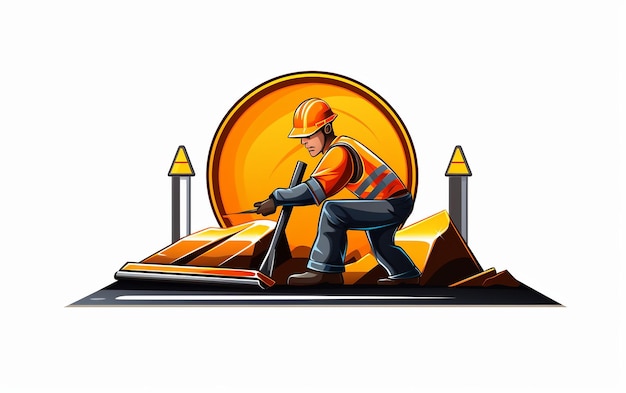 Road Work Sign Logo Vector Illustration isolated on a transparent background