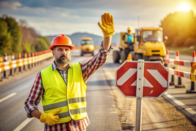 Photo road worker in reflective vest and hard hat 4k hd labor day photo