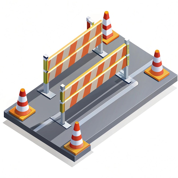 Photo roadblock isometric 3d vector design