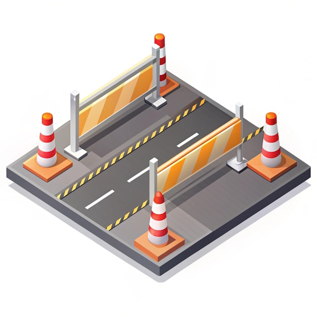 Photo roadblock isometric 3d vector design