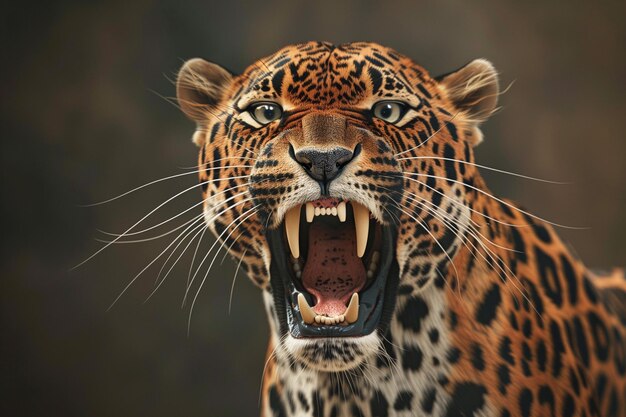 Photo a roaring leopard