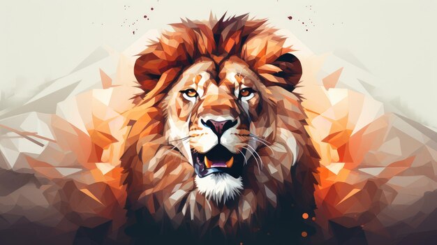 a roaring lion head seen from the front polygon style simplistic logo style low tone colors AI Generative