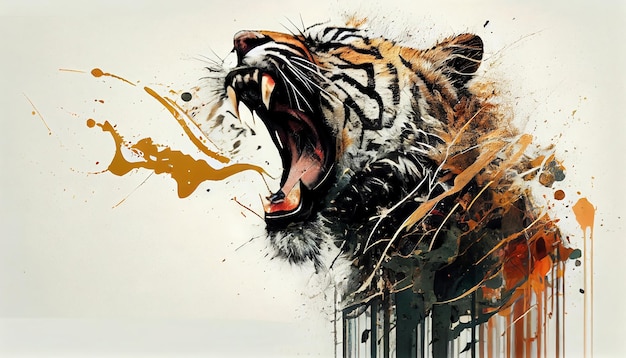 Roaring Majesty Tiger Brought to Life in the Style of a Legendary Artist Perfect for Captivating Design Projects and Creative Inspirations Generative AI Illustration