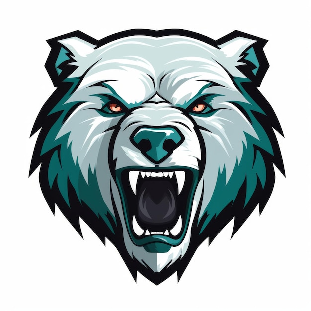 Roaring Polar Bear Head Mascot Logo Fierce Wildlife Illustration