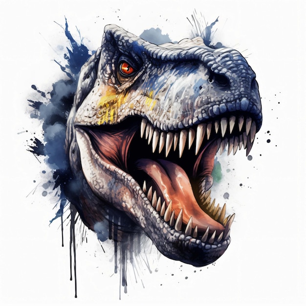 Roaring tyrannosaurus rex isolated on black background Dinosaur head vector color 3D illustration