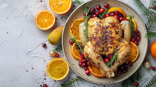 Photo roast chicken with orange rosemary is delicious