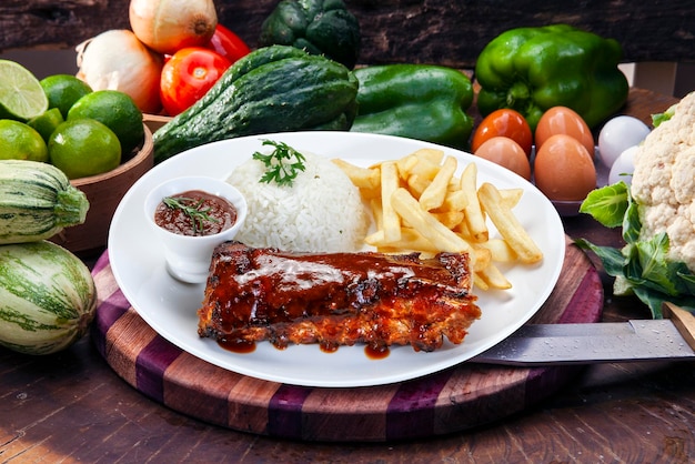 Roast ribs with barbecue sauce