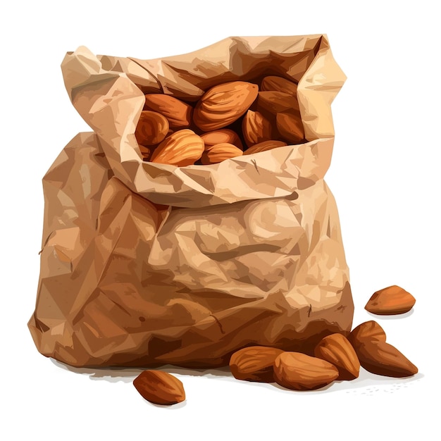 Photo roasted almonds in a cardboard kraft bag