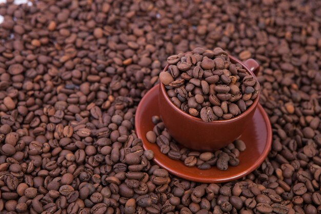 Roasted arabica coffee beans as background wallpaper