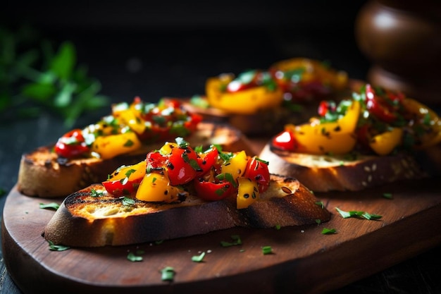 Roasted Bell Pepper Bruschetta delicious Bruschetta food image photography