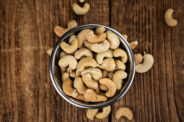 Roasted Cashew Nuts close up shot selective focus