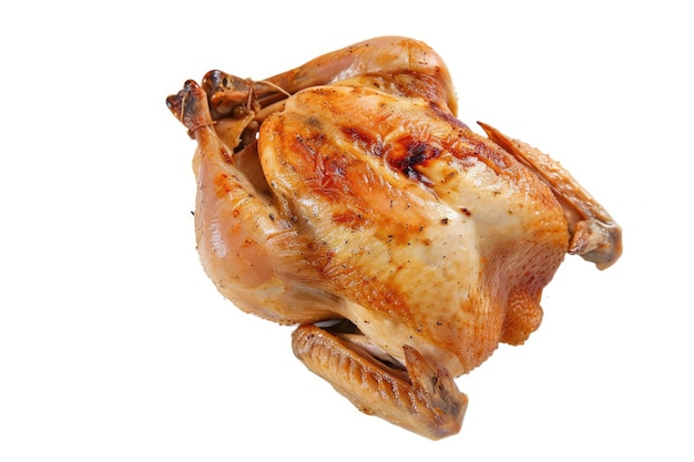 Photo roasted chicken on isolated white background top view