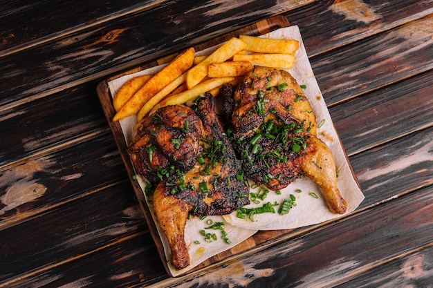 Roasted chicken Piri Piri with french fries