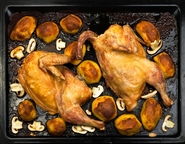 Roasted chicken and potatoes