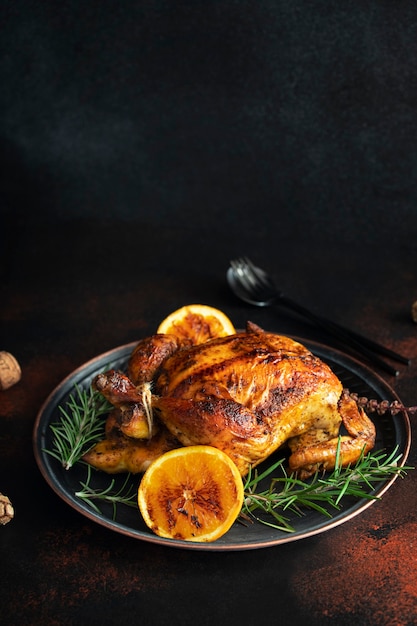 Roasted chicken with orange and rosemary