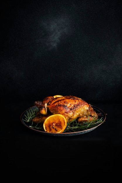 Roasted chicken with orange and rosemary