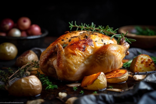 Roasted chicken with potatoes created with generative AI