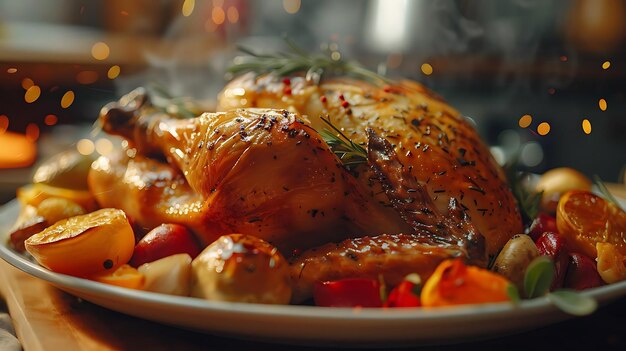 Roasted Chicken with Vegetables and Rosemary Food Photography