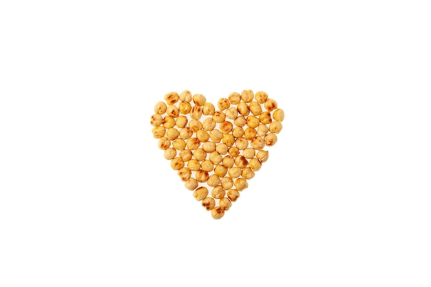 Roasted Chickpeas in heart shape Design element template background or screensaver for cooking books