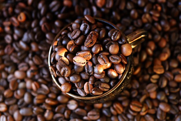 Roasted coffee beans Arabica and rubusta