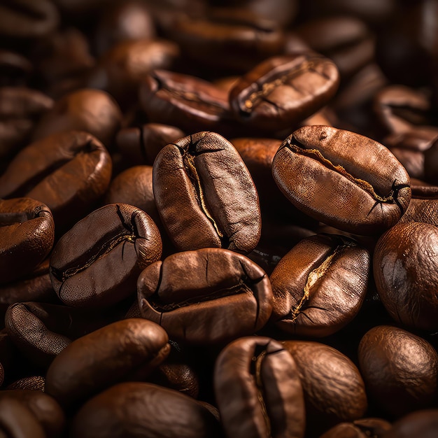 Roasted Coffee Beans in the Center of a Minimalist Plain Background