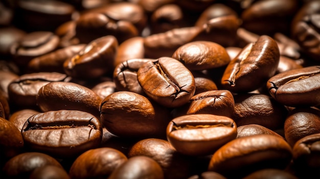 Roasted coffee beans closeup Generated AI