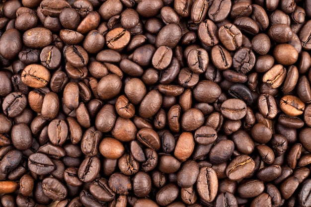 Roasted coffee beans texture used as a background