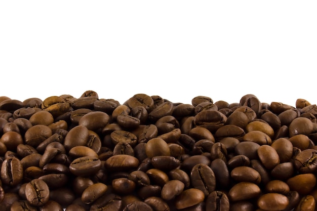 Roasted coffee beans with white space for copy space