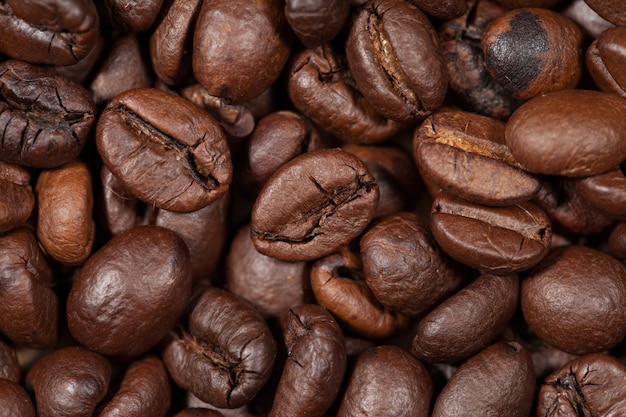 Roasted coffee of coffee beans texture background,