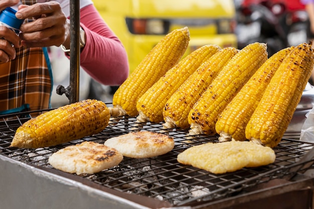 Roasted corn on the grill, Thai street food